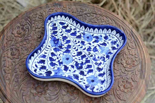[PK0363-HM-TRY-026010] Blue Pottery Star Shape Serving Dish
