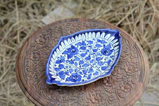 [PK0363-HM-TRY-026020] Blue Pottery Triangular Dish