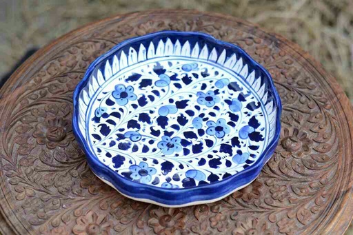 [PK0363-HM-TRY-026024] Blue Pottery Apple Dish