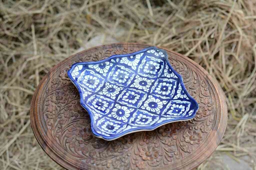 [PK0363-HM-TRY-026028] Blue Pottery Small Dish