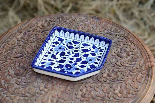 [PK0363-HM-TRY-026082] Blue Pottery Dry Fruit Serving Tray
