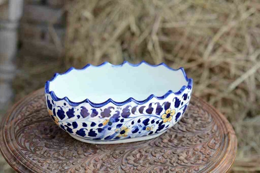 [PK0363-HM-TBW-026143] Blue Pottery Fruit Bowl