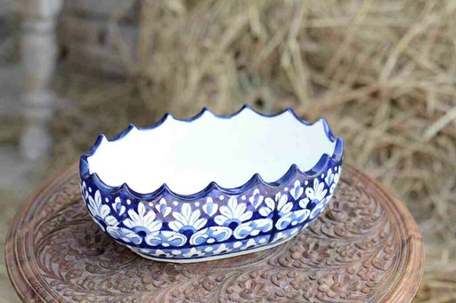 [PK0363-HM-TBW-026145] Blue Pottery Fruit Bowl