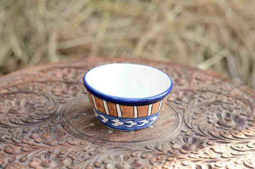 [PK0363-CF-BPO-026315] Blue Pottery Round Shaped Butter Cup