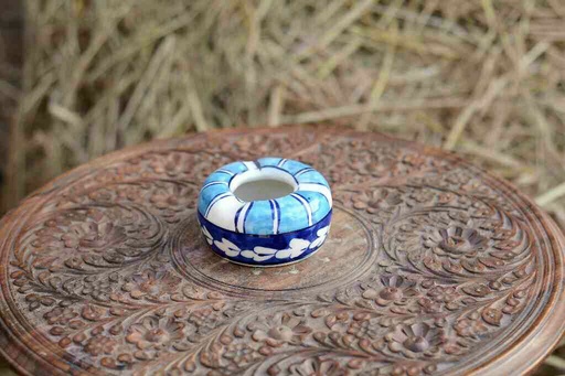 [PK0363-CF-BPO-026339] Blue Pottery Round Shaped Ashtray