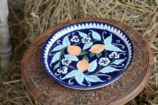 [PK0363-HM-TRY-026373] Blue Pottery Pizza Tray