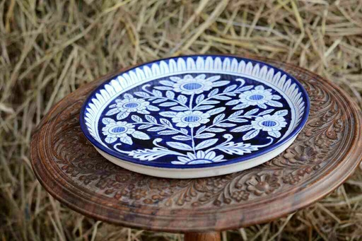 [PK0363-HM-TRY-026375] Blue Pottery Pizza Tray