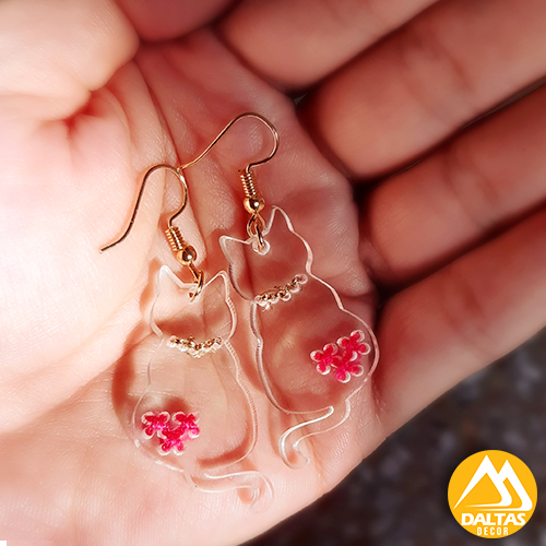 [PK5426-JW-EAR-027468] Embroidered Earrings Cat