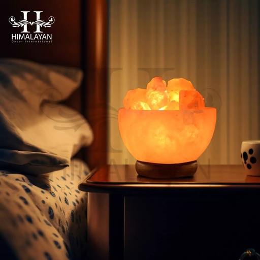 [PK8146-HM-LMP-029205] Fire Bowl Salt Lamp with Rock Salt Chunks