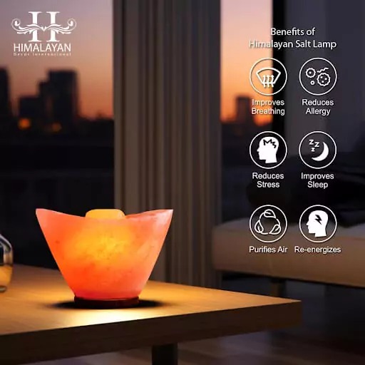 [PK8146-HM-DCR-029214] Natural Himalayan Pink Salt Lamp Unique Ingot Shape