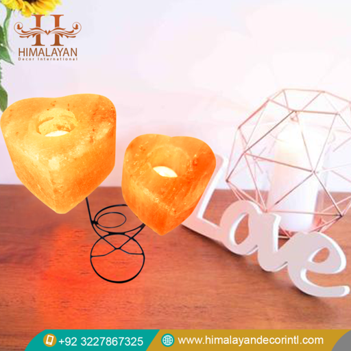 [PK8146-CF-MET-029221] Heart Shape Candle Holder with Metal Stand (Pack of 2)