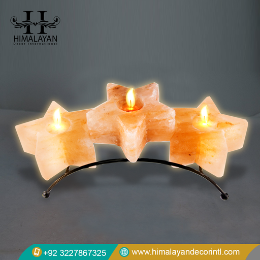 [PK8146-CF-MET-029231] Himalayan Naturals Star Shape Candle Holder with Metal Stand (Pack of 3)