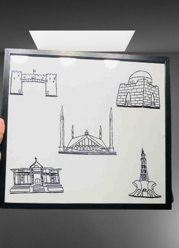 [PK4905-AR-DIM-029590] Embroidered Landmarks of Pakistan