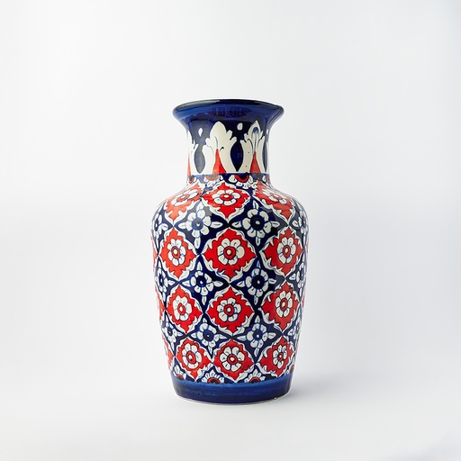 [PK9650-HM-VAS-029835] Blue Pottery Vase (MC-I) - Red