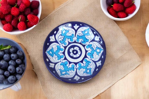 [PK9650-HM-BKT-030002] Blue Pottery Quarter Plate