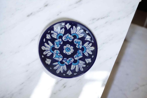 [PK9650-HM-BKT-030007] Blue Pottery Quarter Plate