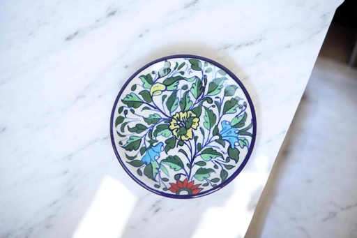 [PK9650-HM-BKT-030008] Blue Pottery Quarter Plate