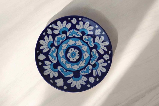 [PK9650-HM-BKT-030020] Blue Pottery Medium Plate