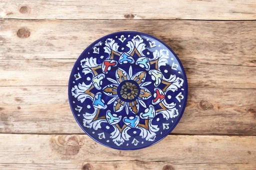 [PK9650-HM-BKT-030039] Blue Pottery Large Plate
