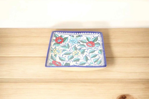 [PK9650-HM-BKT-030056] Blue Pottery Square Dish