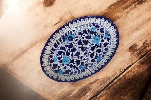 [PK9650-HM-BKT-030066] Blue Pottery Rice Dish