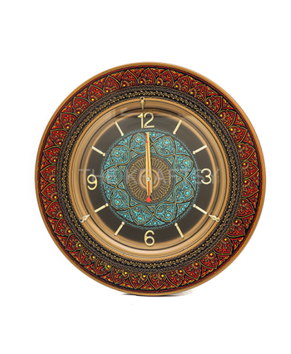 [PK9632-HM-WLH-030185] Hand-painted wall clock (Red/Golden) – 18” diameter