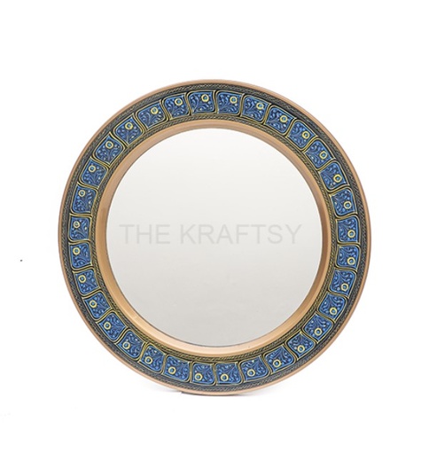 [PK9632-HM-WLH-030188] Golden Blue Harmony Mirror