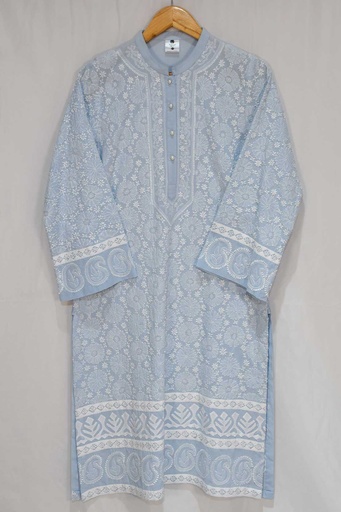 [4] Blue Shadow Embroidered kurta