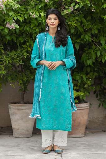 [13-k-25] Seagreen Embroidered Kurta