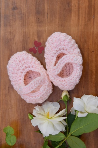 [15-kn-19] Knitting Button Boots - Baby Pink