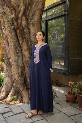 [2-kf-24] Embroidered Blue Kaftan