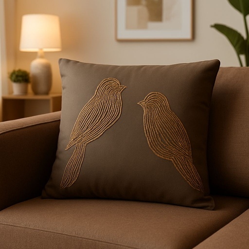Embroidered Sparrow cushion