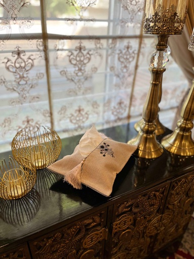 [VC-EG-TB-6] TB-6 Grey Jute Tissue Box Cover with Hand Embroidery