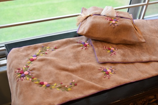 [VC-EG-DS-26] DS-26 Deep Beige Jacquard Dining Set