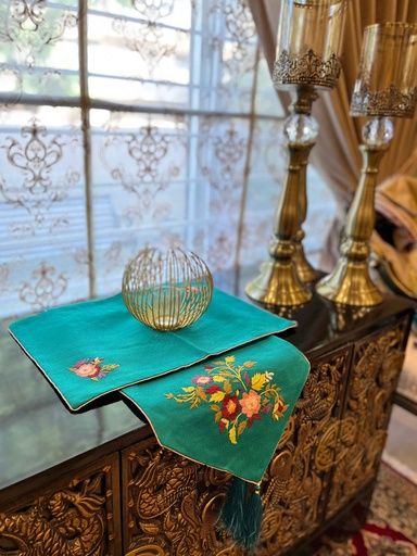 [VC-EG-DS-12] DS-12 Turquoise Jute Dining Set