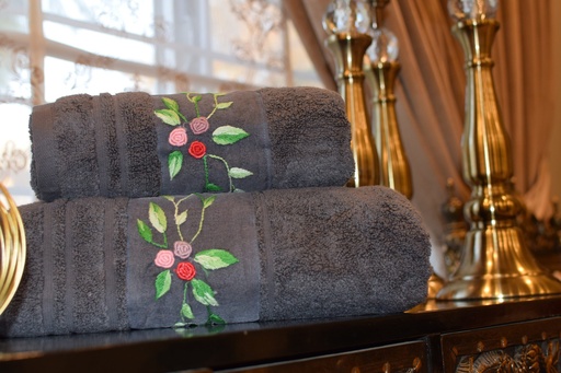 [VC-EG-T-10] T-10 Dark Grey Towels Set of 2