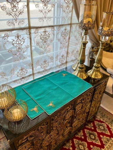 [VC-EG-TM-9] TM-9 Turquoise Jute Tray Mats