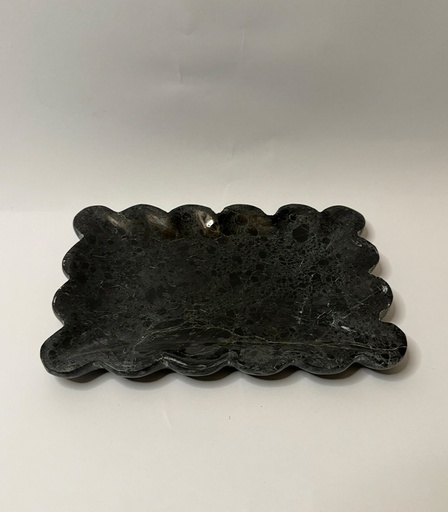 [VC-NUQ-NQMFLOG130] Black Marble Flower Shaped Tray – Small