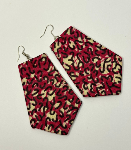 [VC-NUQ-229] Maroon & White Ankara Earrings