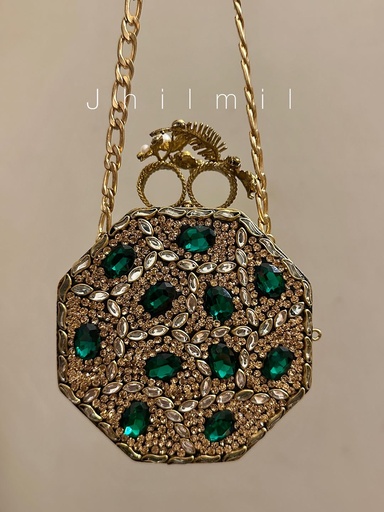 [VC-JHIL-029] Festive handmade Clutch - Hexagon Emerald