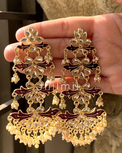 [VC-JHIL-100] Jaipuri meenakari kundan earrings