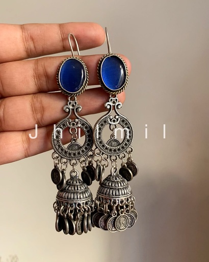 [VC-JHIL-293] Monalisa stone Coin hanging jhumki