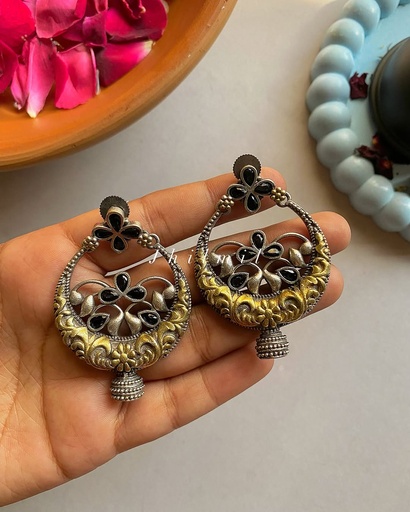 [VC-JHIL-347] Dual Tone Warda Earrings