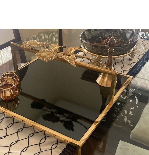 [VC-LAH-063] Brass Platter with Handle - 18x18