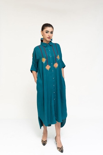 [5.KF.25] TURQUOISE DREAMWEAVE KAFTAN