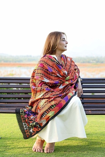 [2.SH.25] Prismatic - Jisti phulkari shawl