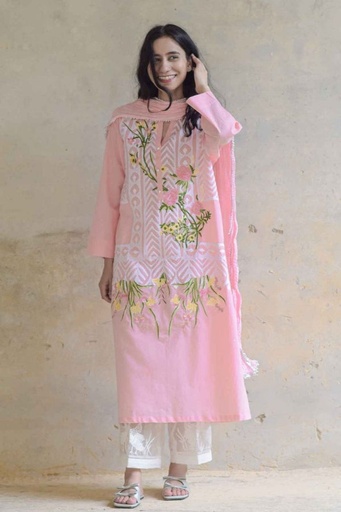 [11.K.23] Pink Applique Kurta