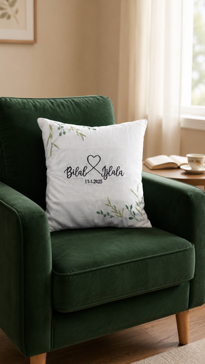 Couple embroidered cushion