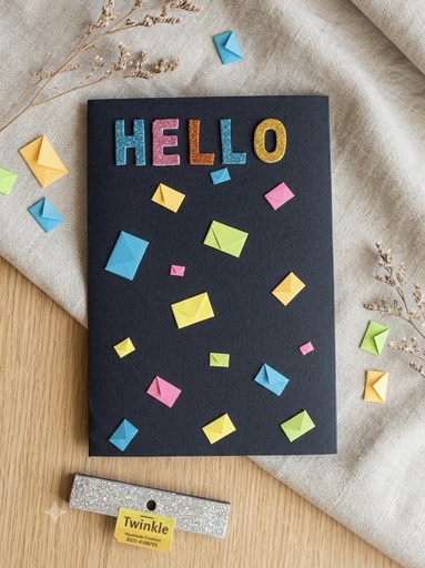 Vibrant 3D Handmade Hello Miniature Envelopes Greeting Card