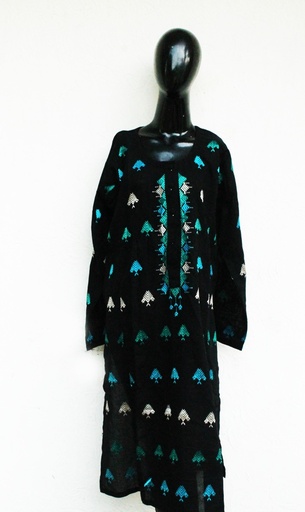 Black Kurta with hand embroidery.